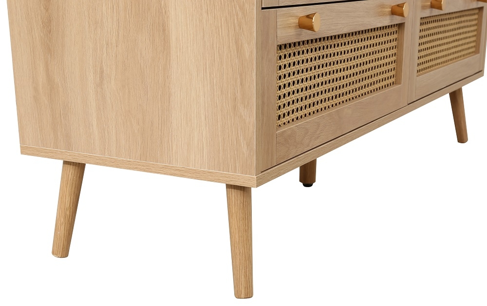 Product photograph of Crolexy Oak Rattan Wide 7 Drawer Chest from Choice Furniture Superstore.